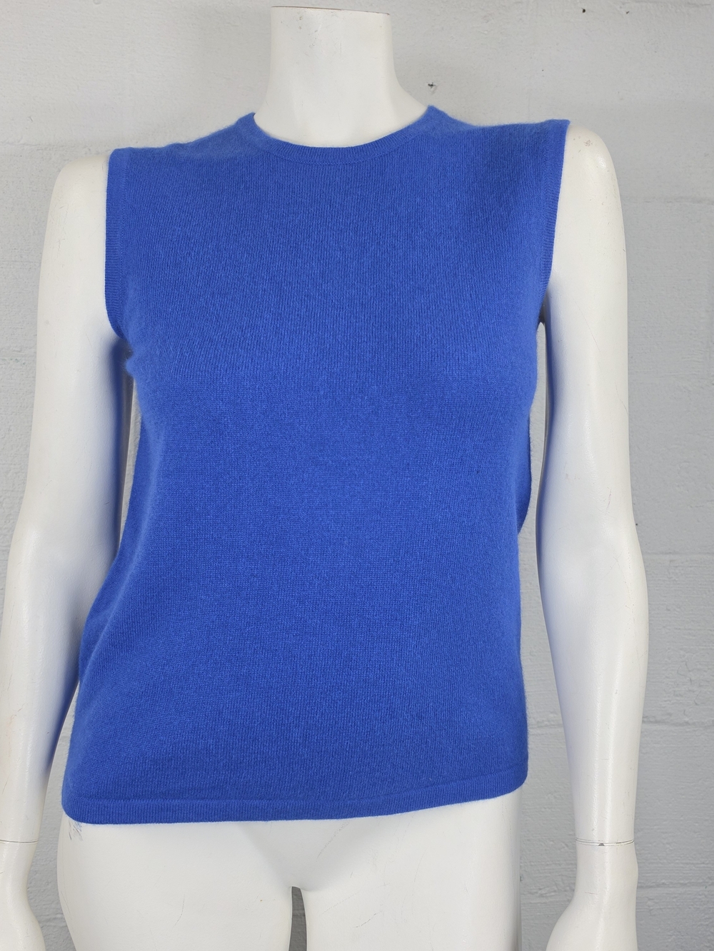Frances Valentine Blue Sleeveless Crewneck Sweater